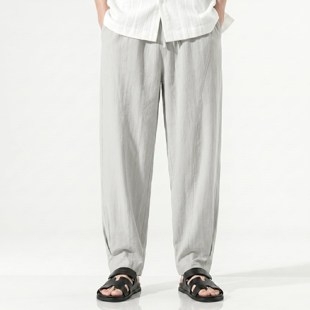 Men's Linen-Blend Straight Trousers – Wrinkle-Resistant Fit