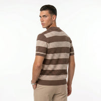 Men's Striped Knit Polo Shirt – Breathable Summer Fit