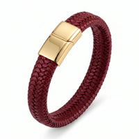 Hand-Braided Leather Bracelet – Steel Magnetic Clasp