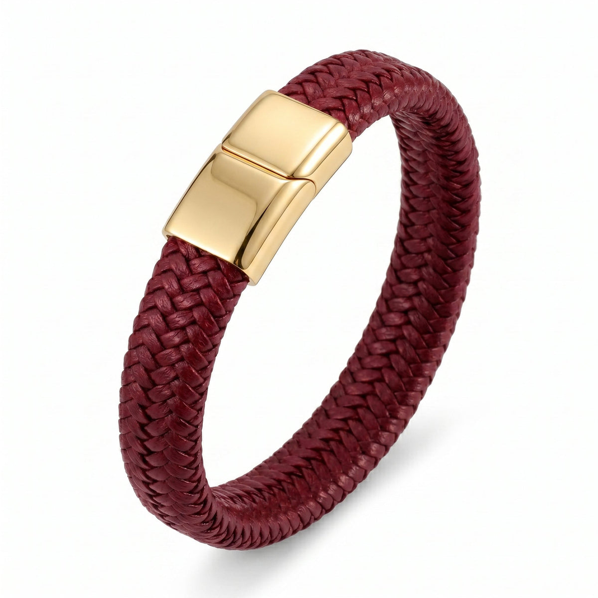Hand-Braided Leather Bracelet – Steel Magnetic Clasp