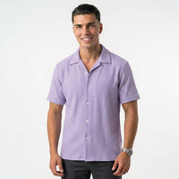 Men's Cardigan-Collar Shirt – Short-Sleeve Relaxed Fit