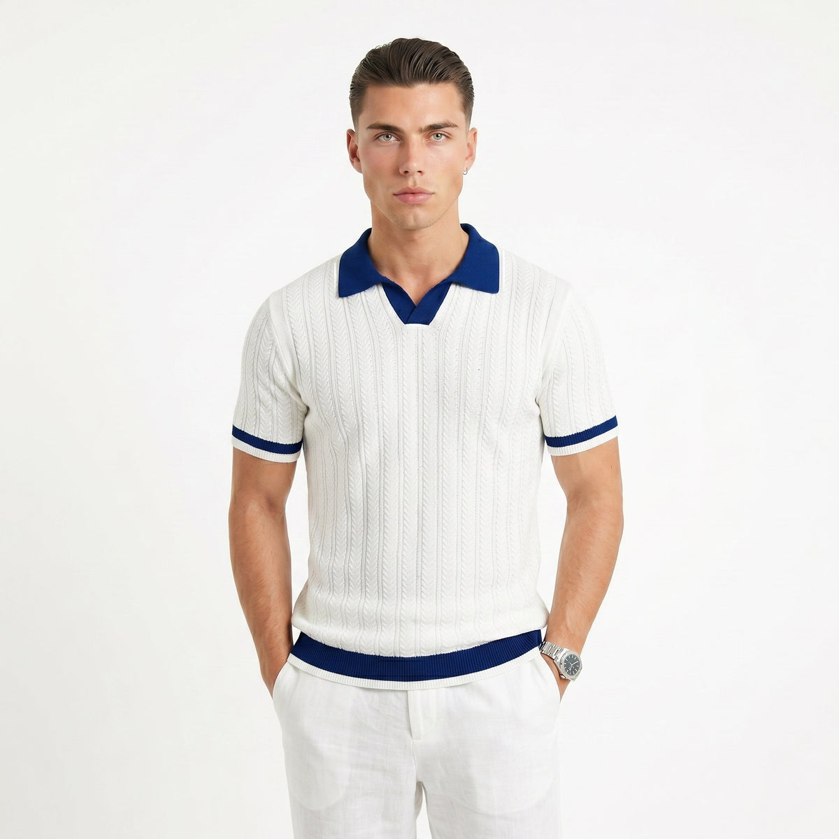 Men's Minimalist Polo Shirt – Cotton-Blend Slim Fit