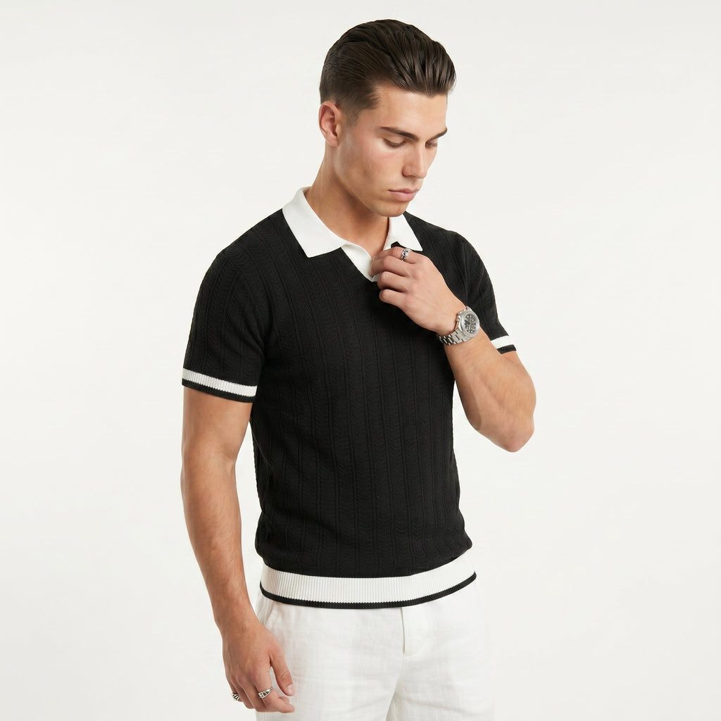 Men's Minimalist Polo Shirt – Cotton-Blend Slim Fit