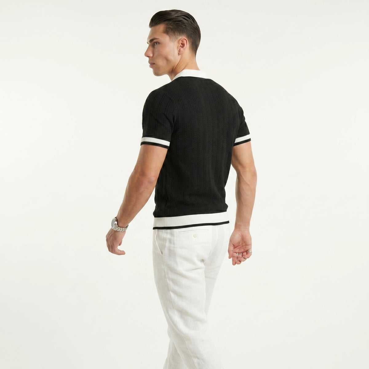 Men's Minimalist Polo Shirt – Cotton-Blend Slim Fit