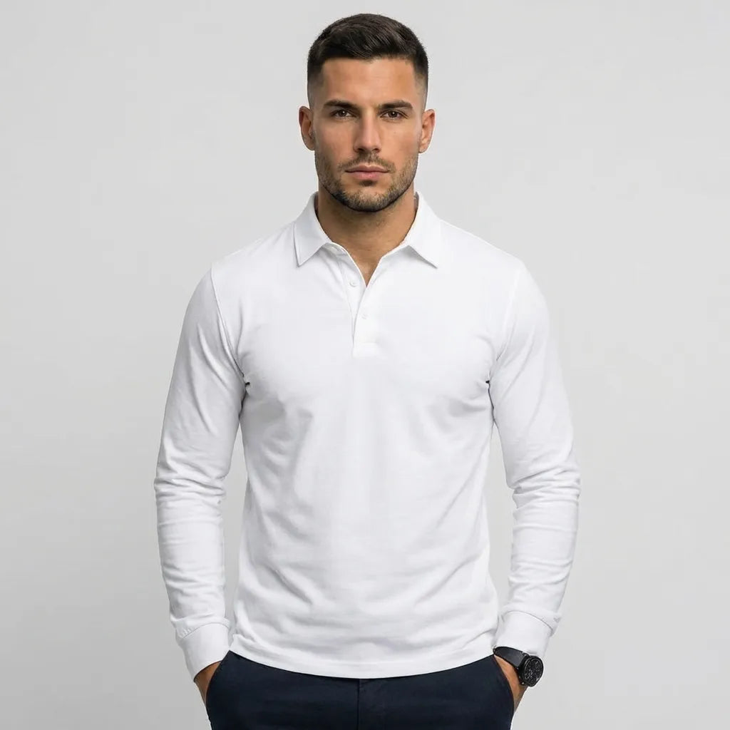 Men's Long-Sleeve Polo – Smart-Casual Refined Fit
