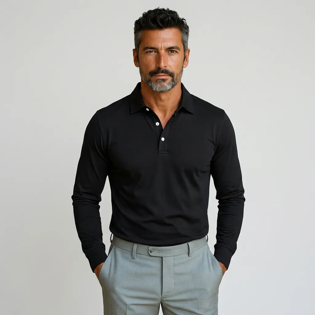 Men's Long-Sleeve Polo – Smart-Casual Refined Fit