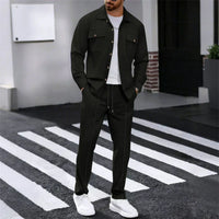 Men's Waffle-Knit Shirt & Trousers Set – Relaxed Fit