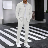 Men's Waffle-Knit Shirt & Trousers Set – Relaxed Fit
