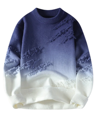 Men's Gradient Textured Sweater – Thick Knit Design