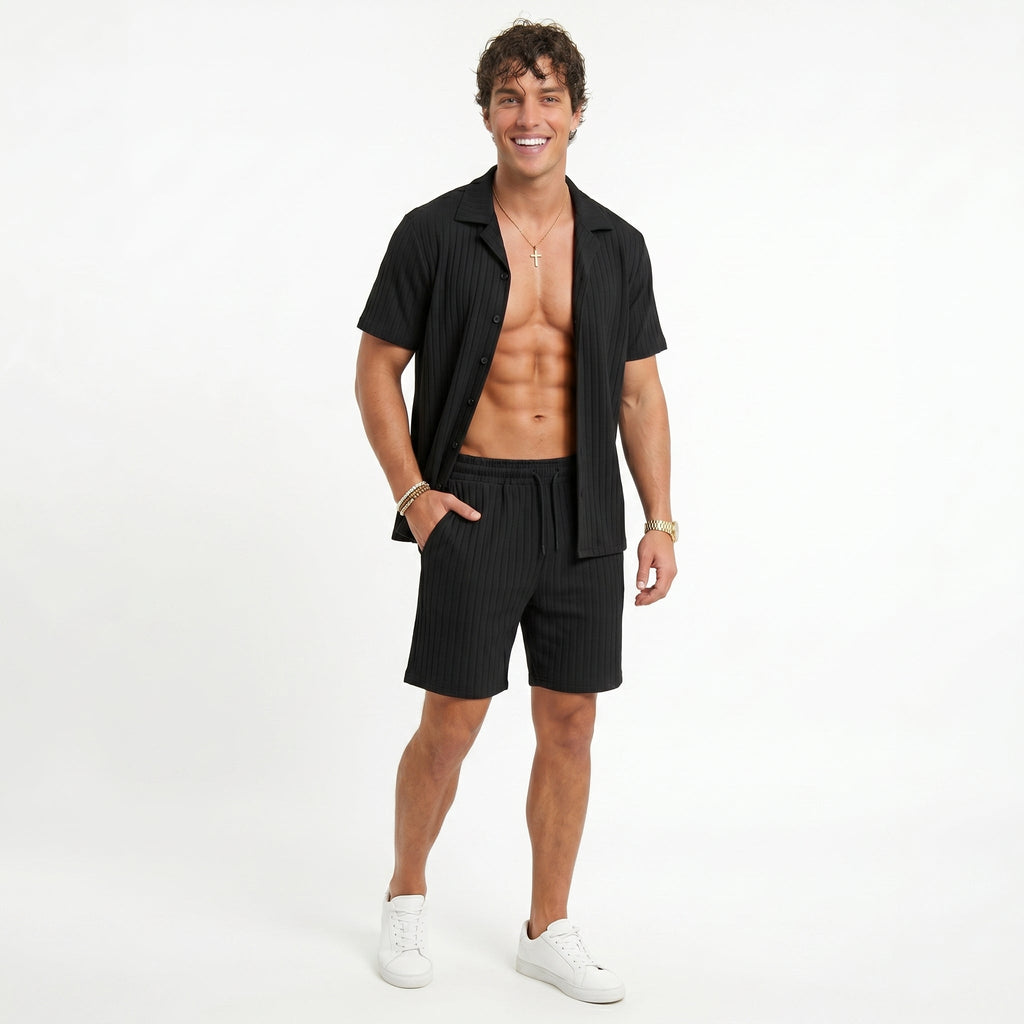 Men's Casual Shirt & Shorts Set – Lightweight Summer Fit