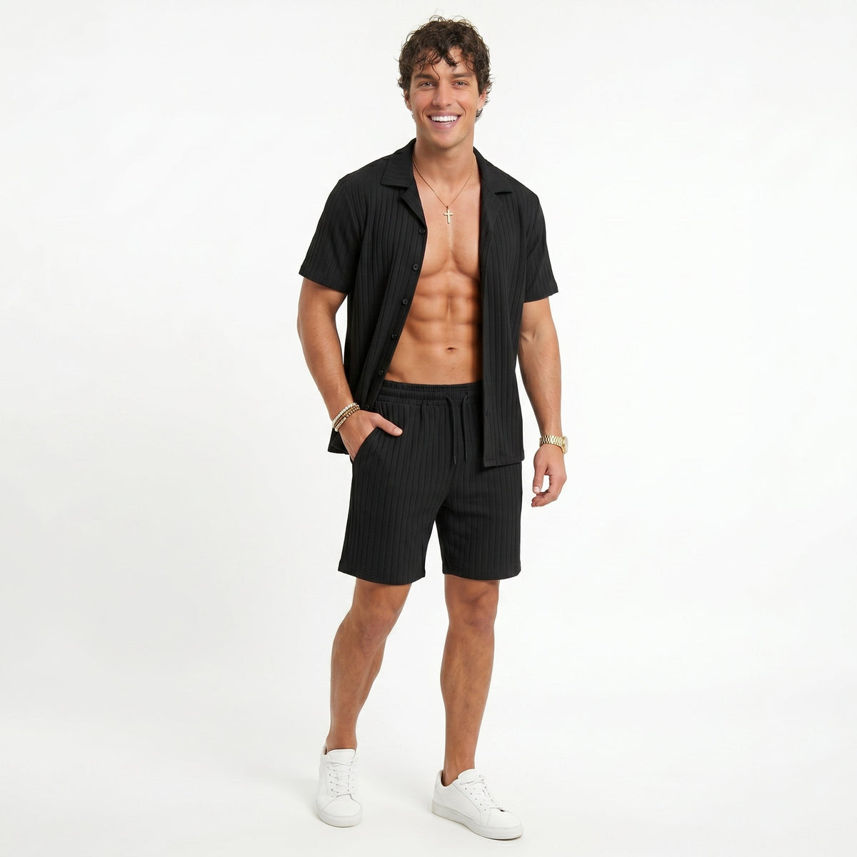 Men's Casual Shirt & Shorts Set – Lightweight Summer Fit