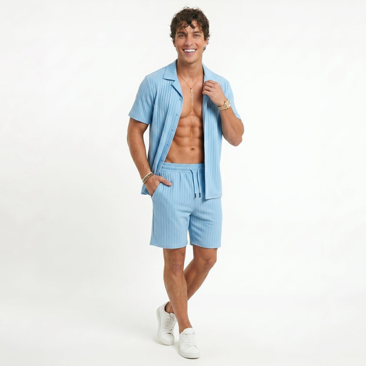Men's Casual Shirt & Shorts Set – Lightweight Summer Fit