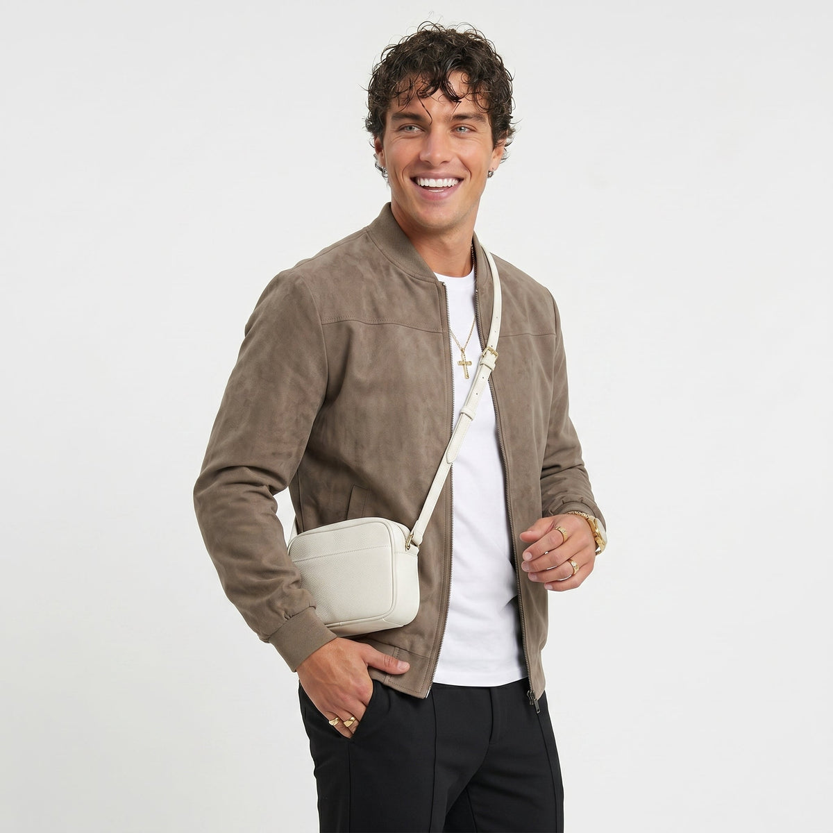 Men's Soft Suede-Style Jacket – High Collar